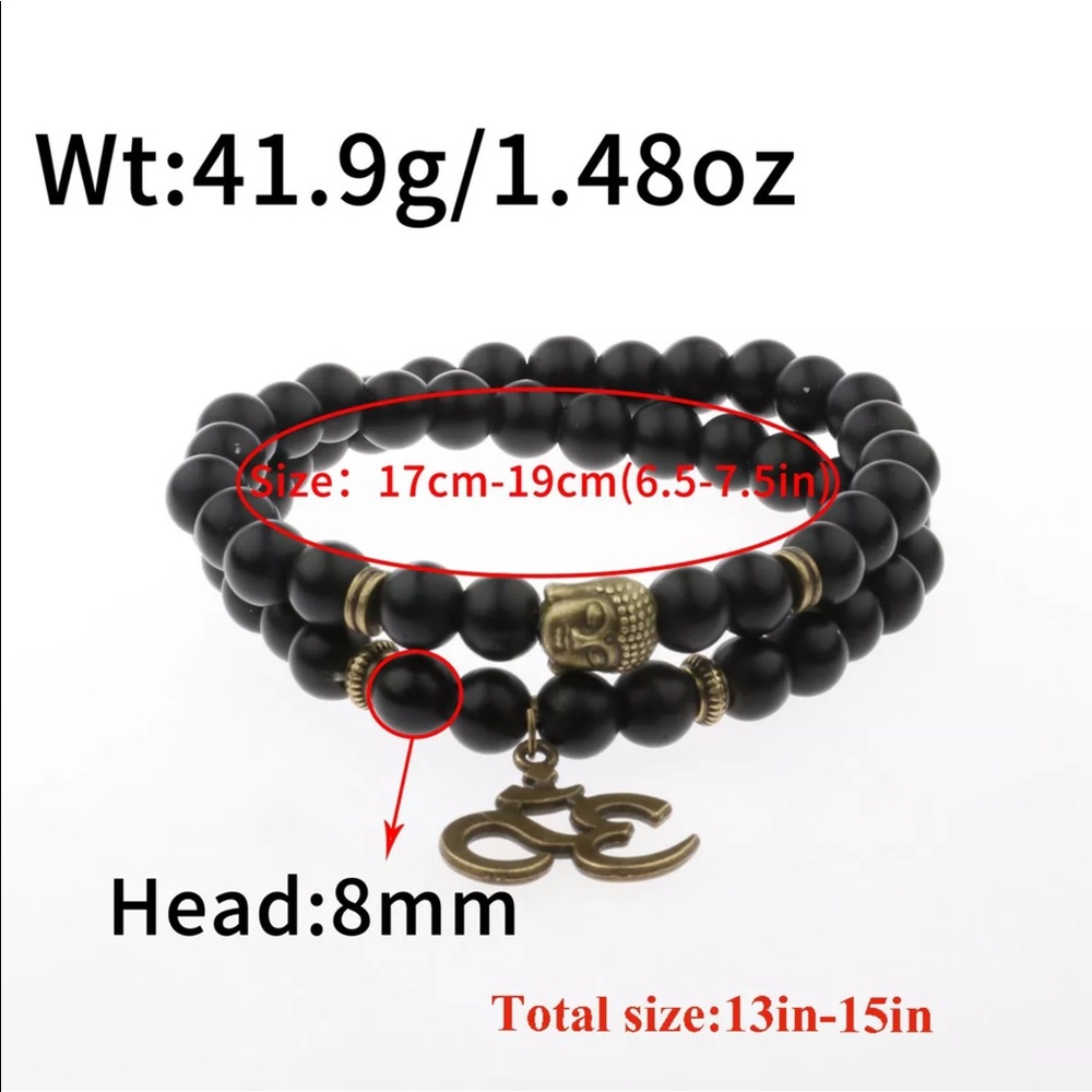 Unisex onyx, lava stone, wood or tigers eye Mala bracelet - Picture 11 of 12